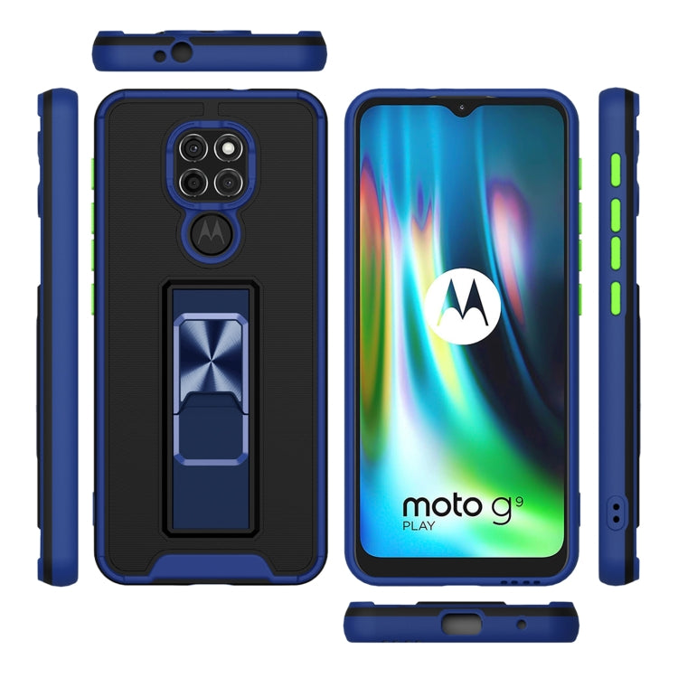For Motorola Moto G9 Dual-color Skin Feel TPU + PC Magnetic Shockproof Case with Invisible Holder