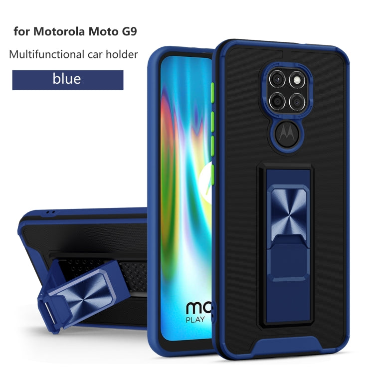 For Motorola Moto G9 Dual-color Skin Feel TPU + PC Magnetic Shockproof Case with Invisible Holder