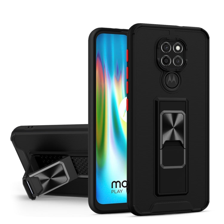 For Motorola Moto G9 Dual-color Skin Feel TPU + PC Magnetic Shockproof Case with Invisible Holder