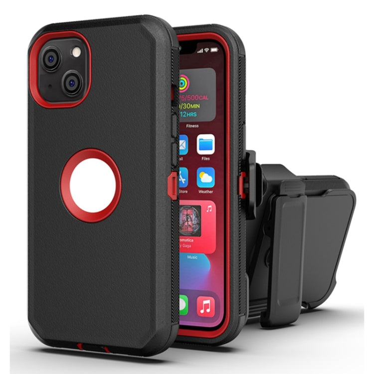 For iPhone 13 mini Robot Shockproof Silicone + PC Protective Case with Back Clip Holder