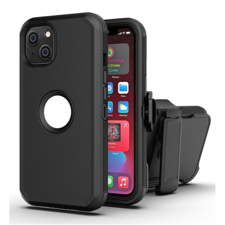 For iPhone 13 mini Robot Shockproof Silicone + PC Protective Case with Back Clip Holder