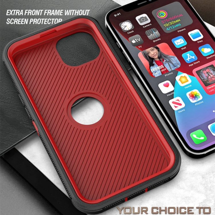 For iPhone 13 mini Robot Shockproof Silicone + PC Protective Case with Back Clip Holder