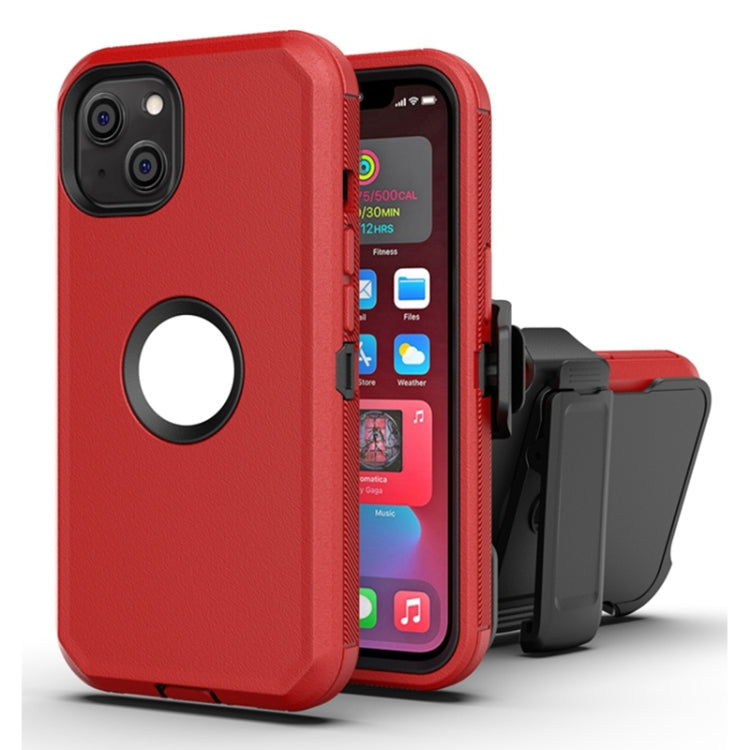 For iPhone 13 mini Robot Shockproof Silicone + PC Protective Case with Back Clip Holder