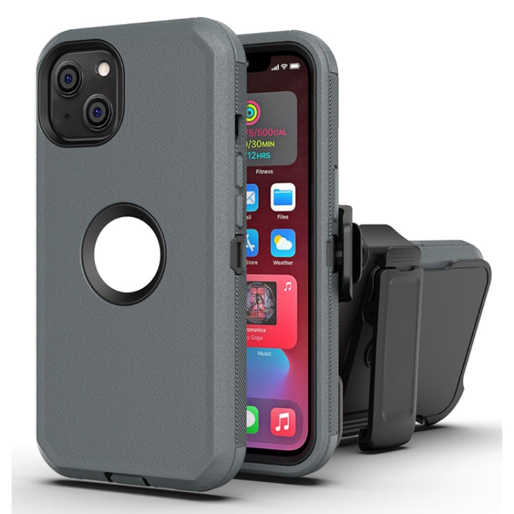 For iPhone 13 mini Robot Shockproof Silicone + PC Protective Case with Back Clip Holder