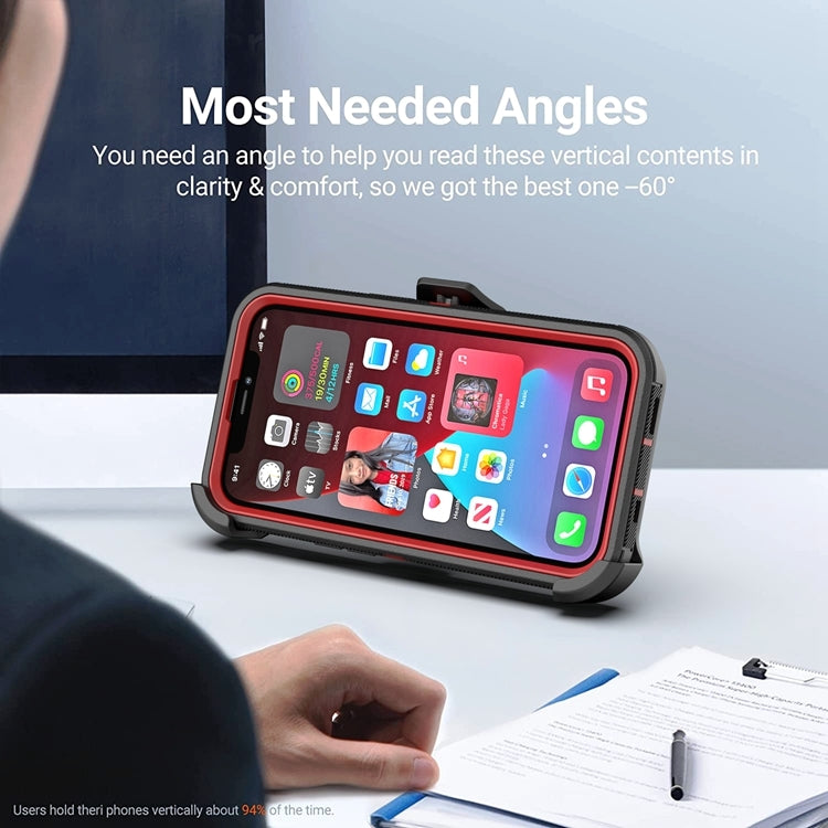For iPhone 13 mini Robot Shockproof Silicone + PC Protective Case with Back Clip Holder