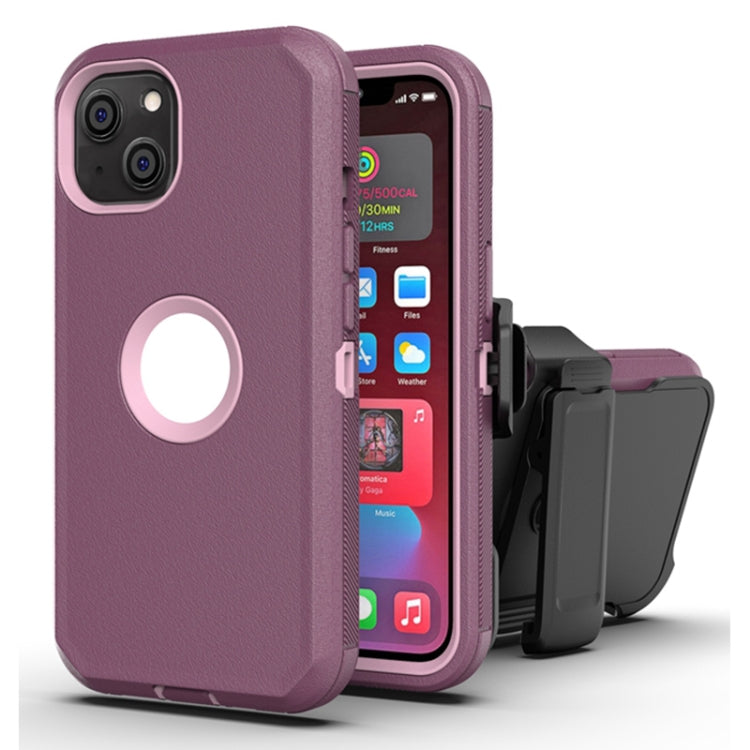 For iPhone 13 mini Robot Shockproof Silicone + PC Protective Case with Back Clip Holder