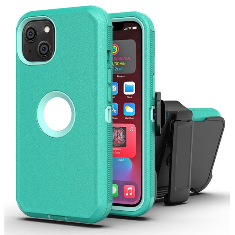 For iPhone 13 mini Robot Shockproof Silicone + PC Protective Case with Back Clip Holder