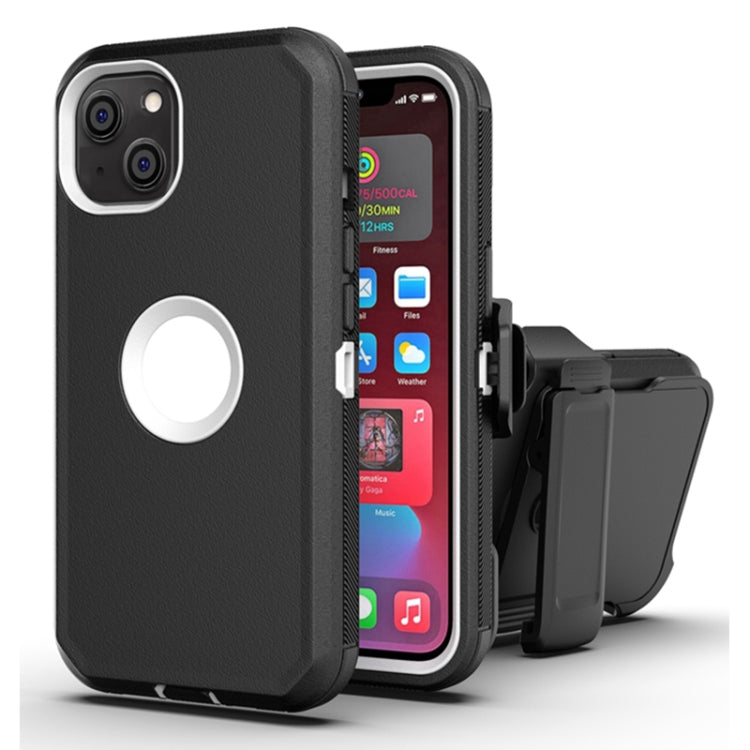 For iPhone 13 Pro Robot Shockproof Silicone + PC Protective Case with Back Clip Holder