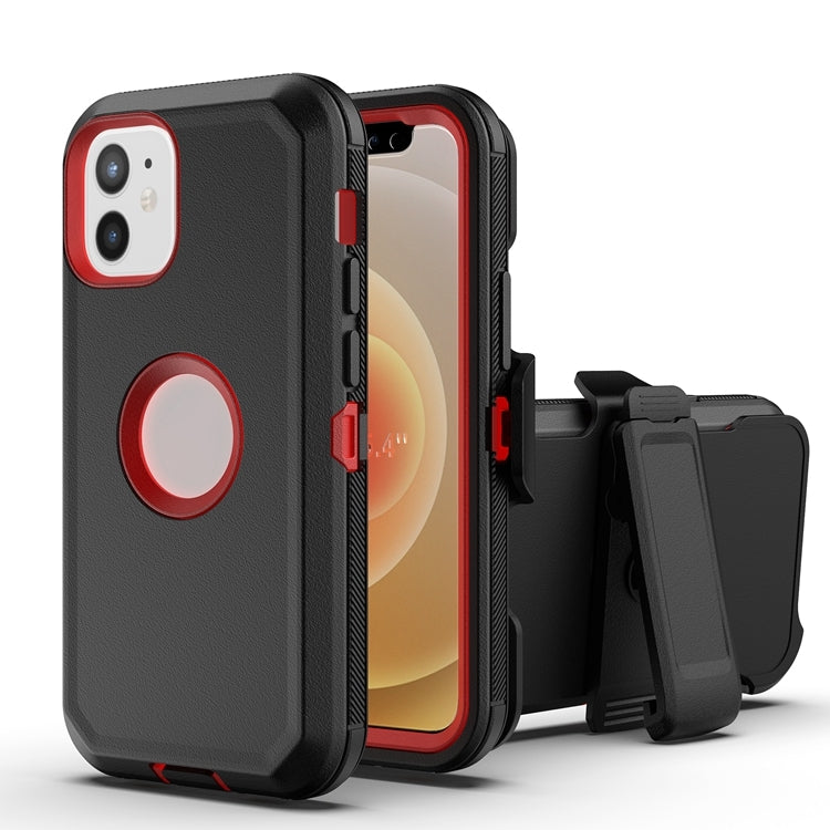 For iPhone 12 mini Robot Shockproof Silicone + PC Protective Case with Back Clip Holder