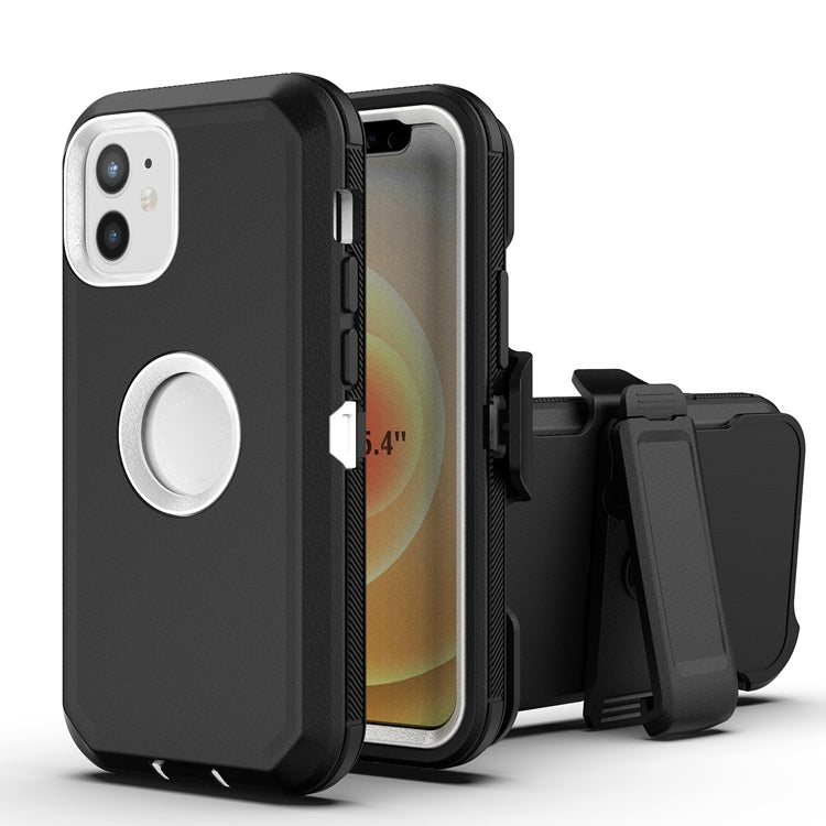 For iPhone 12 mini Robot Shockproof Silicone + PC Protective Case with Back Clip Holder