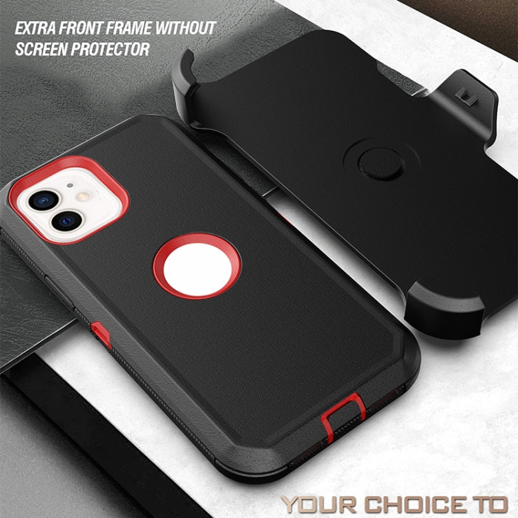 For iPhone 12 / 12 Pro Robot Shockproof Silicone + PC Protective Case with Back Clip Holder