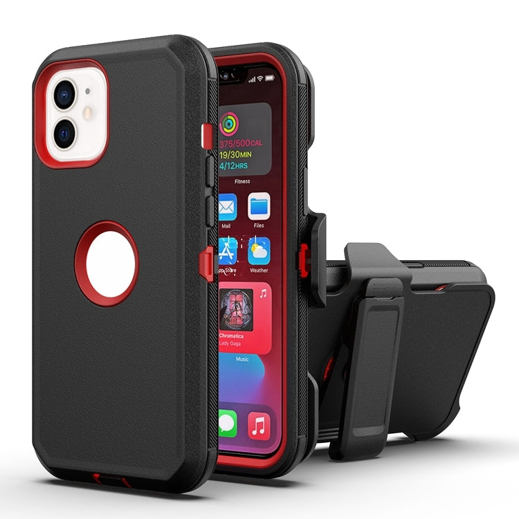 For iPhone 12 Pro Max Robot Shockproof Silicone + PC Protective Case with Back Clip Holder