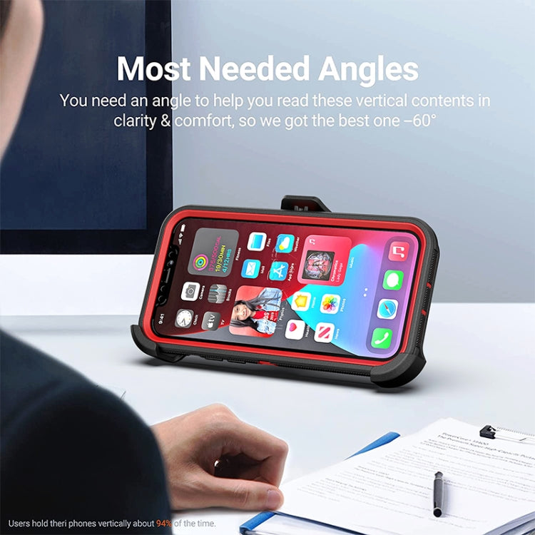 For iPhone 12 Pro Max Robot Shockproof Silicone + PC Protective Case with Back Clip Holder