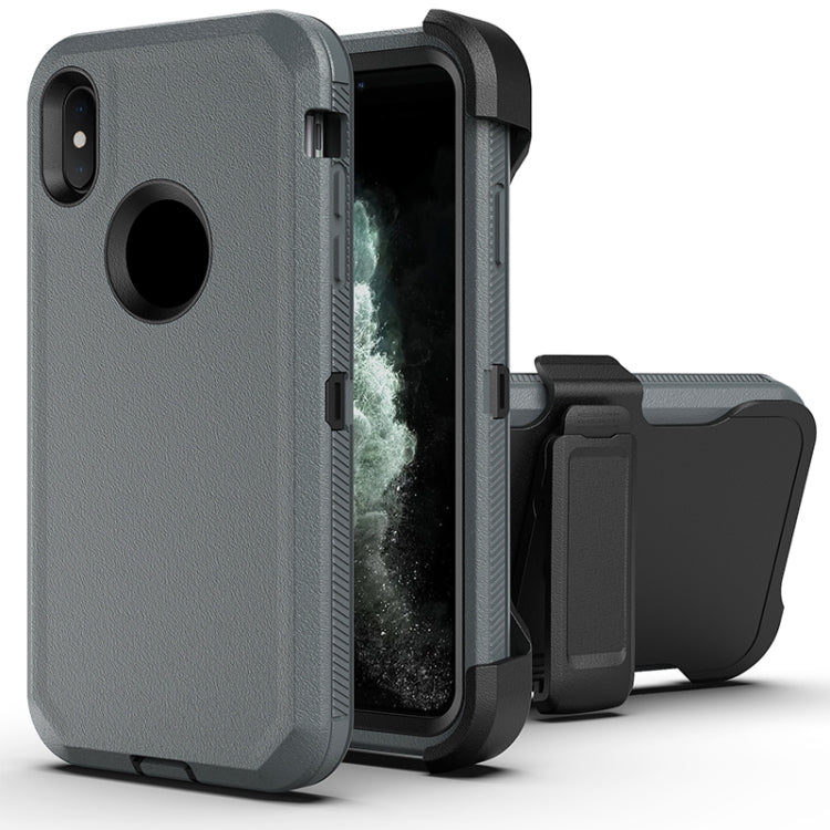 For iPhone X / XS Robot Shockproof Silicone + PC Protective Case with Back Clip Holder