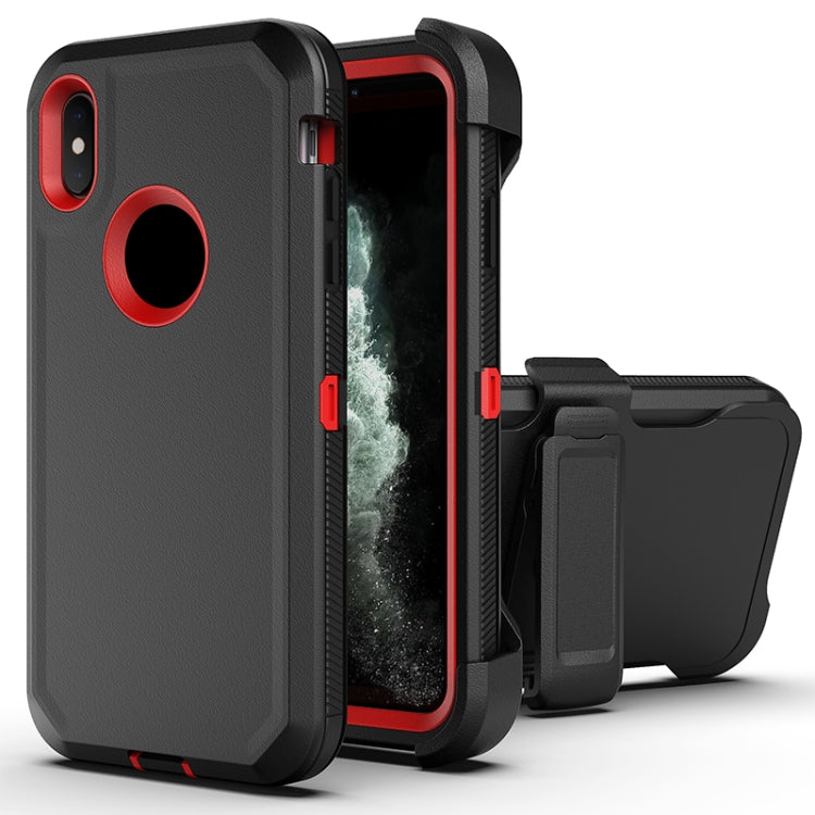 For iPhone XR Robot Shockproof Silicone + PC Protective Case with Back Clip Holder