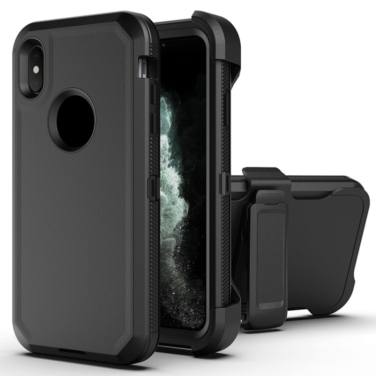 For iPhone XR Robot Shockproof Silicone + PC Protective Case with Back Clip Holder