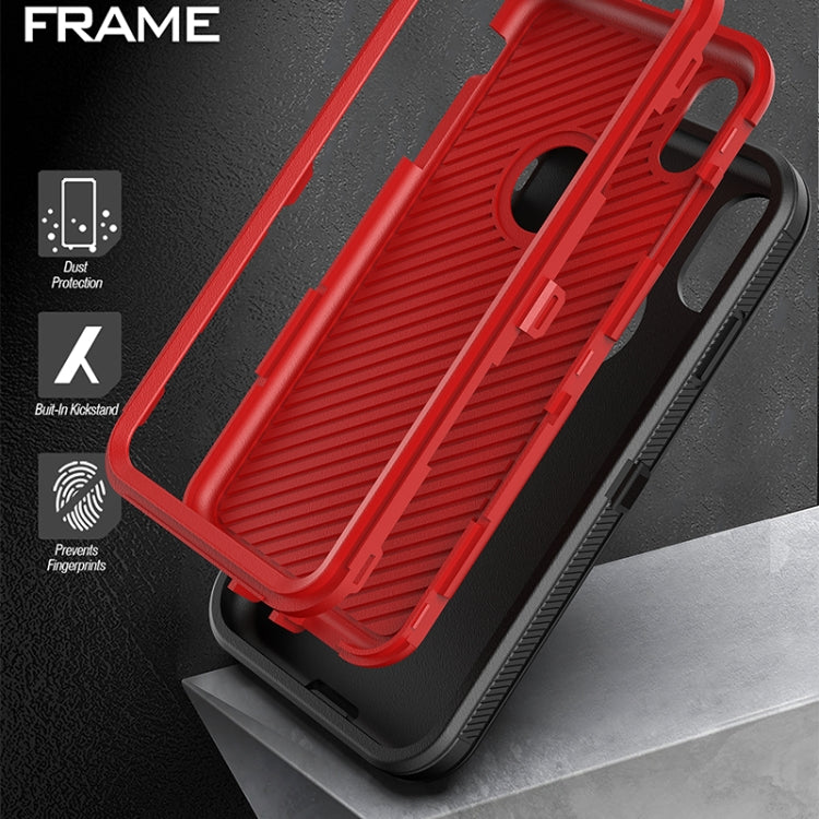 For iPhone XR Robot Shockproof Silicone + PC Protective Case with Back Clip Holder