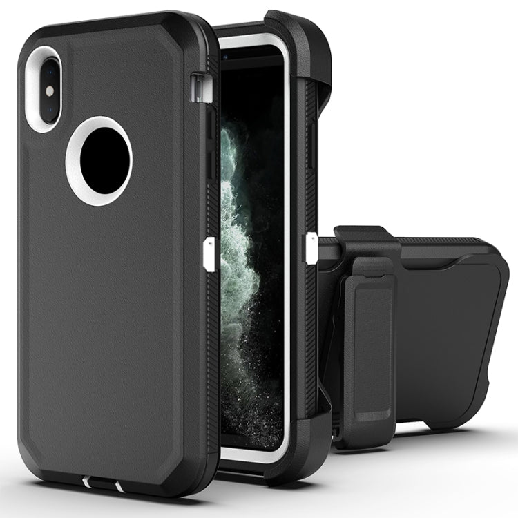 For iPhone XS Max Robot Shockproof Silicone + PC Protective Case with Back Clip Holder