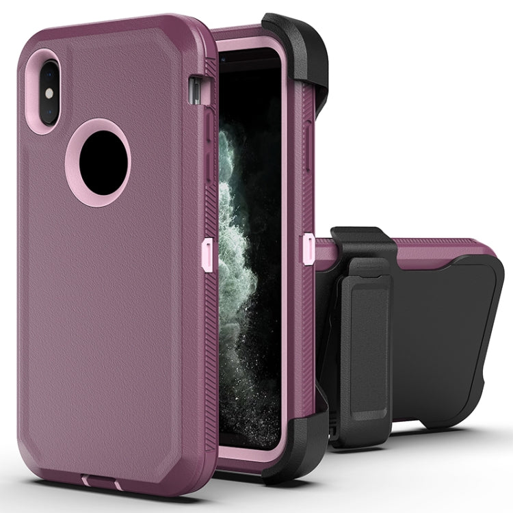 For iPhone XS Max Robot Shockproof Silicone + PC Protective Case with Back Clip Holder