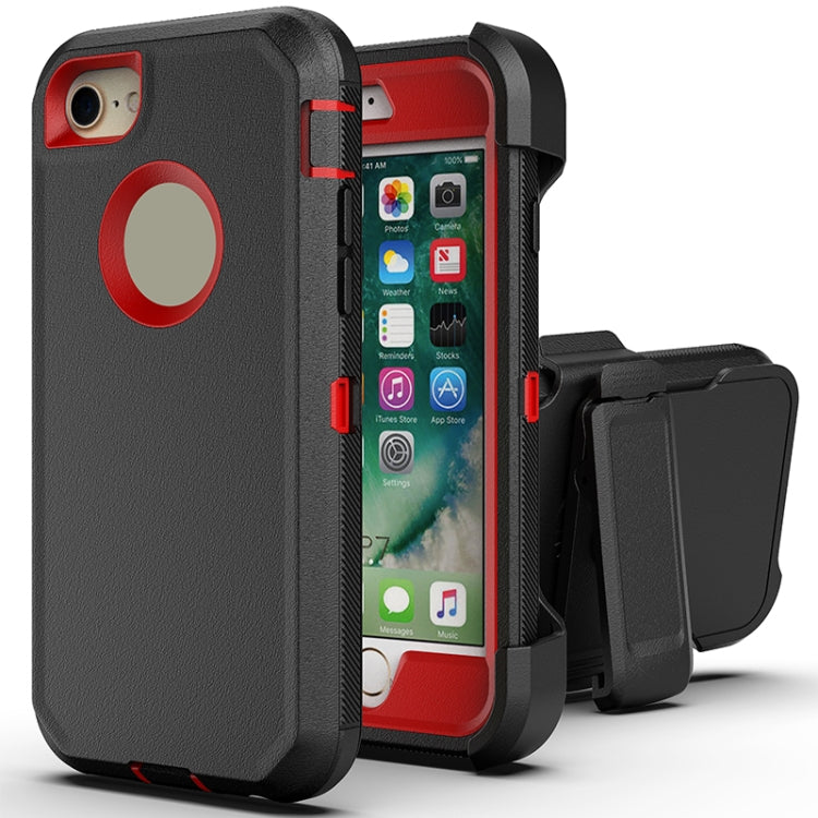 For iPhone SE 2022 / SE 2020 / 8 / 7 Robot Shockproof Silicone + PC Protective Case with Back Clip Holder