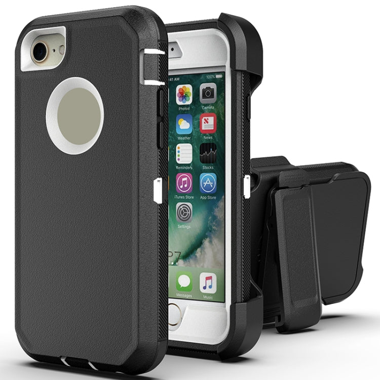 For iPhone SE 2022 / SE 2020 / 8 / 7 Robot Shockproof Silicone + PC Protective Case with Back Clip Holder