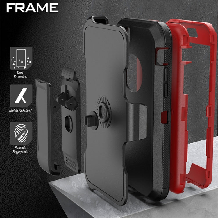 For iPhone SE 2022 / SE 2020 / 8 / 7 Robot Shockproof Silicone + PC Protective Case with Back Clip Holder
