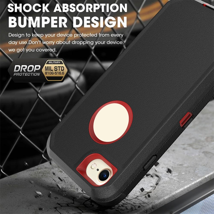 For iPhone SE 2022 / SE 2020 / 8 / 7 Robot Shockproof Silicone + PC Protective Case with Back Clip Holder