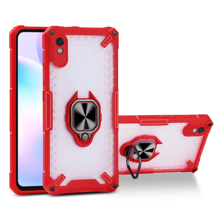 Matte TPU + PC Magnetic Shockproof Case with Ring Holder For Xiaomi Redmi 9A