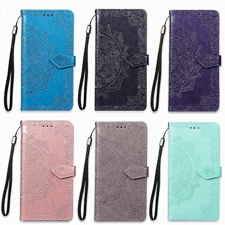 For Xiaomi Redmi Note 6 Halfway Mandala Embossing Pattern Horizontal Flip Leather Case with Holder & Card Slots & Wallet & Lanyard