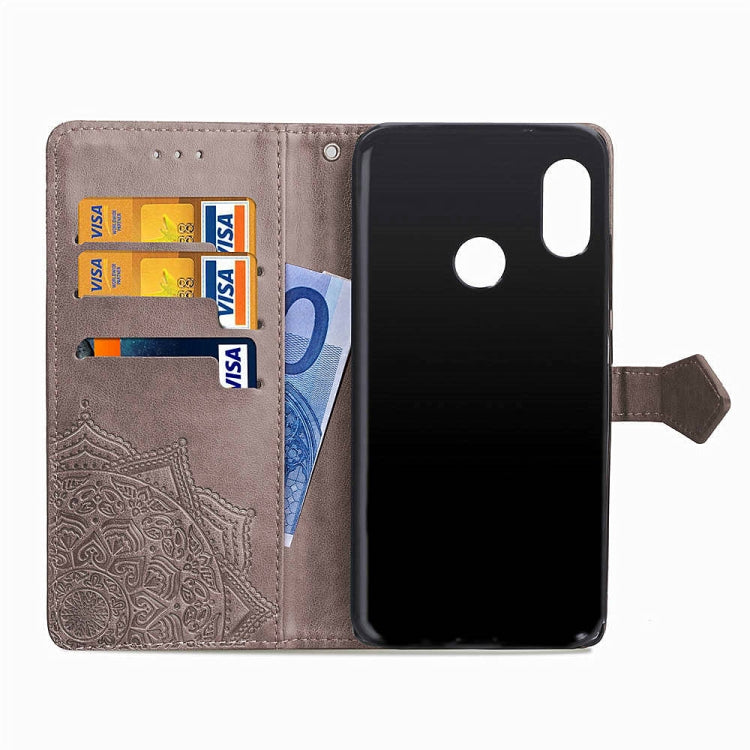 For Xiaomi Redmi Note 6 Halfway Mandala Embossing Pattern Horizontal Flip Leather Case with Holder & Card Slots & Wallet & Lanyard