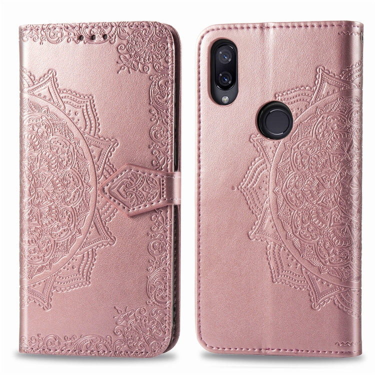 For Xiaomi Redmi Note 7 Halfway Mandala Embossing Pattern Horizontal Flip Leather Case with Holder & Card Slots & Wallet & Lanyard