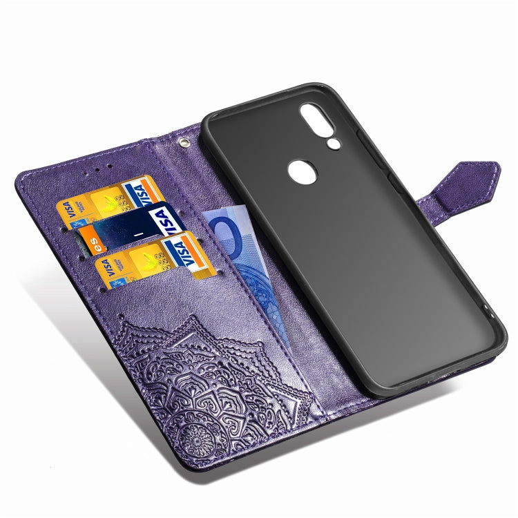 For Xiaomi Redmi 7 Halfway Mandala Embossing Pattern Horizontal Flip Leather Case with Holder & Card Slots & Wallet & Lanyard