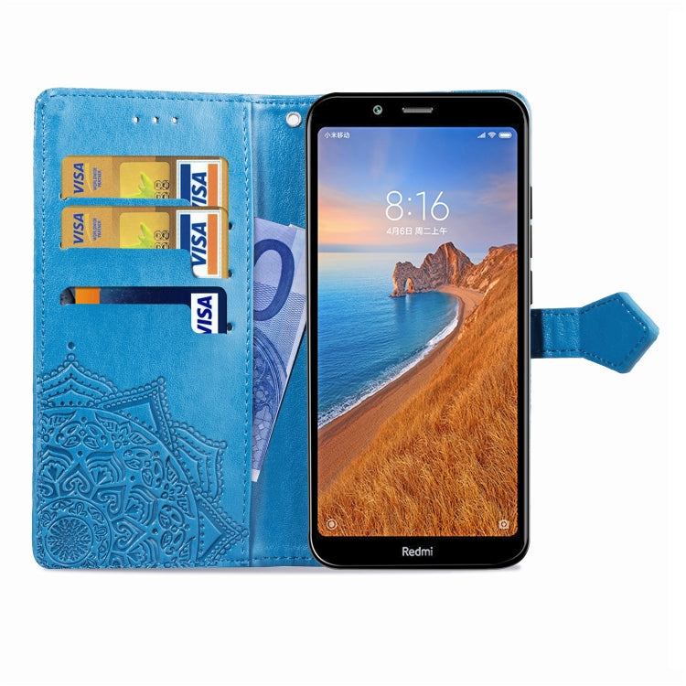 For Xiaomi Redmi 7A Halfway Mandala Embossing Pattern Horizontal Flip Leather Case with Holder & Card Slots & Wallet & Lanyard