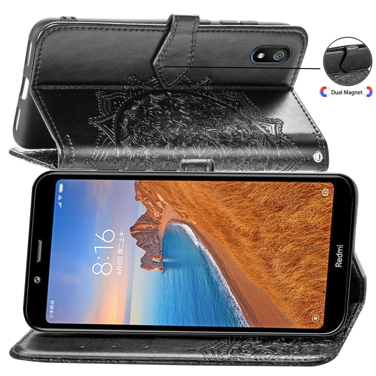 For Xiaomi Redmi 7A Halfway Mandala Embossing Pattern Horizontal Flip Leather Case with Holder & Card Slots & Wallet & Lanyard