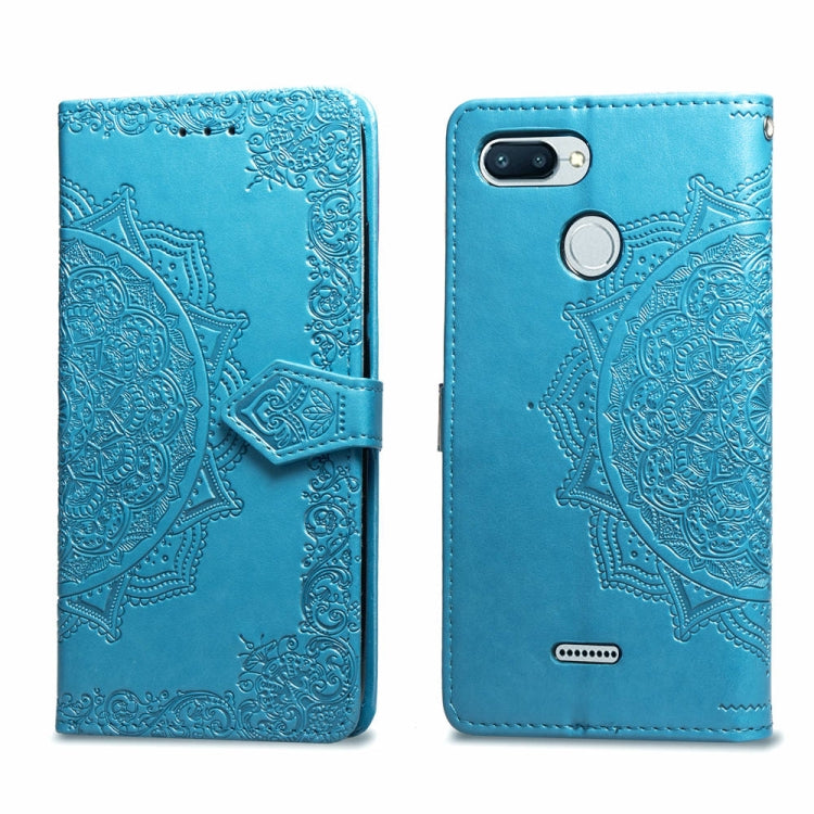 For Xiaomi Redmi 6A / Redmi 6 Halfway Mandala Embossing Pattern Horizontal Flip Leather Case with Holder & Card Slots & Wallet & Lanyard