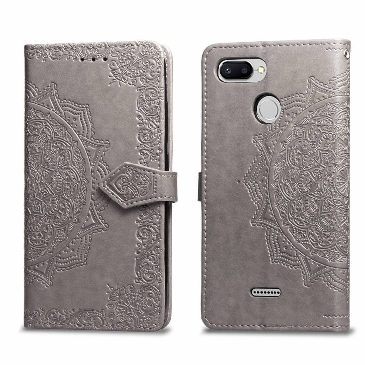 For Xiaomi Redmi 6A / Redmi 6 Halfway Mandala Embossing Pattern Horizontal Flip Leather Case with Holder & Card Slots & Wallet & Lanyard