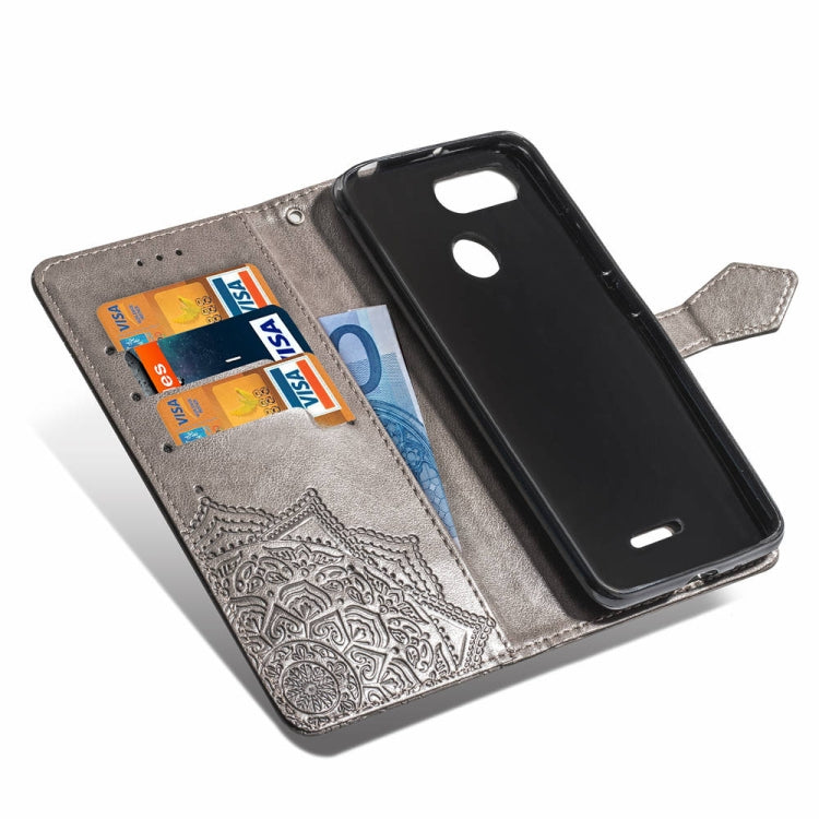For Xiaomi Redmi 6A / Redmi 6 Halfway Mandala Embossing Pattern Horizontal Flip Leather Case with Holder & Card Slots & Wallet & Lanyard