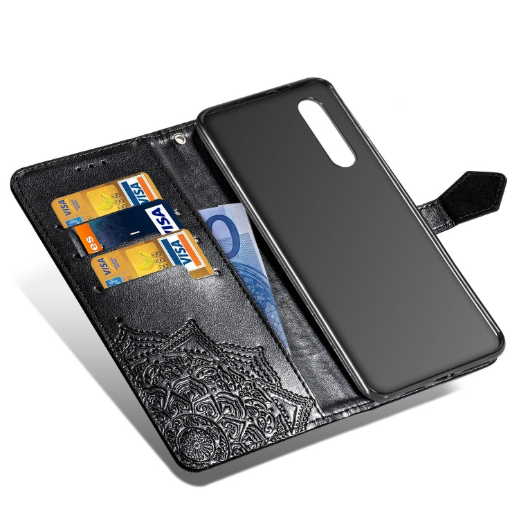 For Xiaomi Mi 9 Halfway Mandala Embossing Pattern Horizontal Flip Leather Case with Holder & Card Slots & Wallet & Lanyard