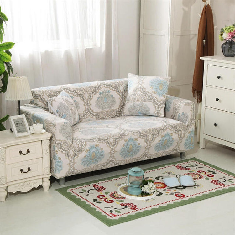 Double Seat Four Seasons Printing Full Coverage Elastic Non-slip Sofa Cover