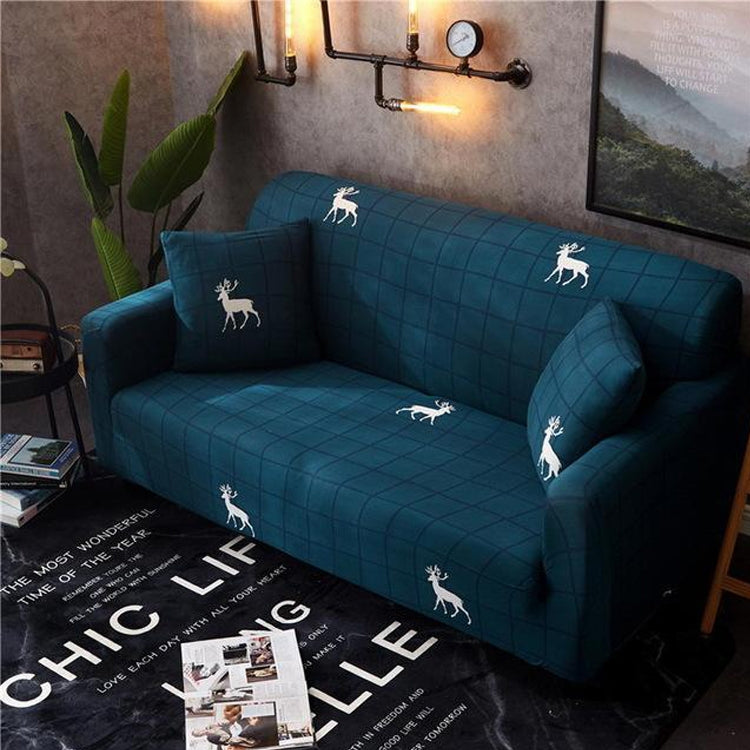 Double Seat Four Seasons Printing Full Coverage Elastic Non-slip Sofa Cover