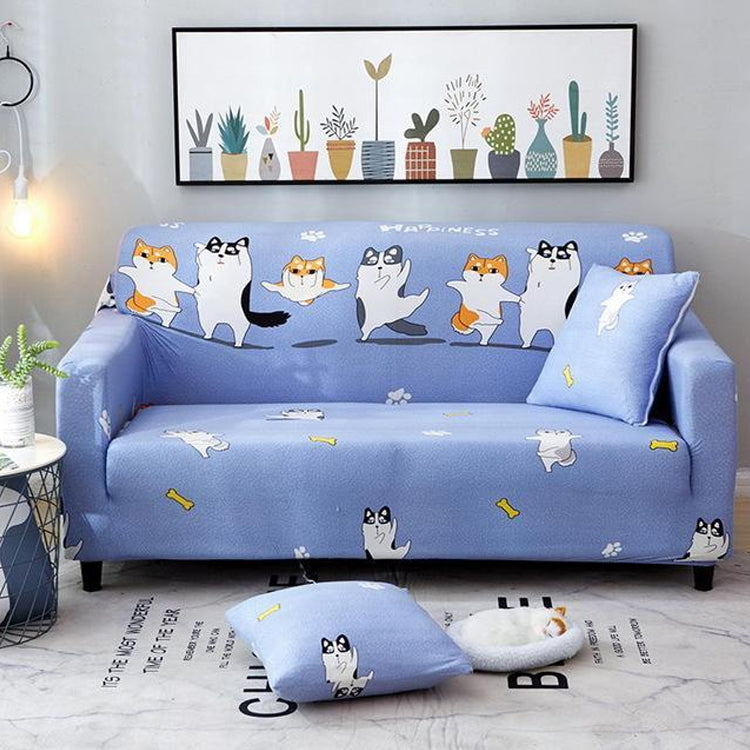 Double Seat Four Seasons Printing Full Coverage Elastic Non-slip Sofa Cover