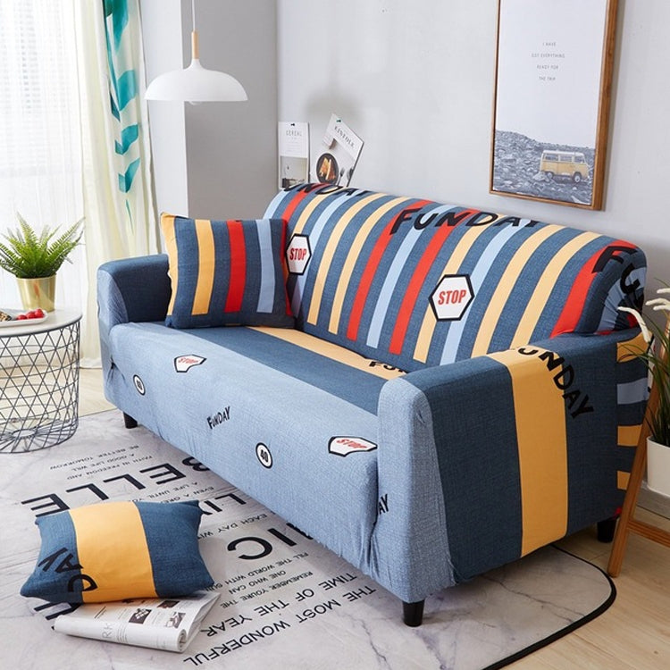 Double Seat Four Seasons Printing Full Coverage Elastic Non-slip Sofa Cover