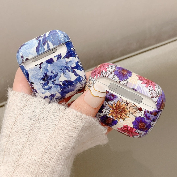 Flower Pattern Anti-fall Wireless Earphone PC Protective Case For AirPods 1/2