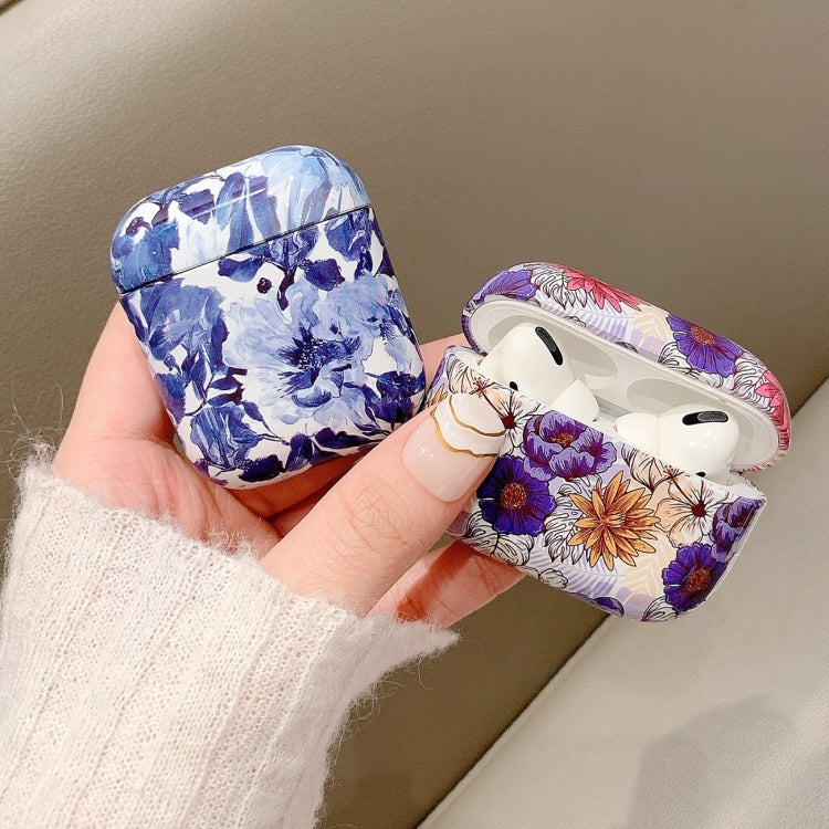 Flower Pattern Anti-fall Wireless Earphone PC Protective Case For AirPods 1/2