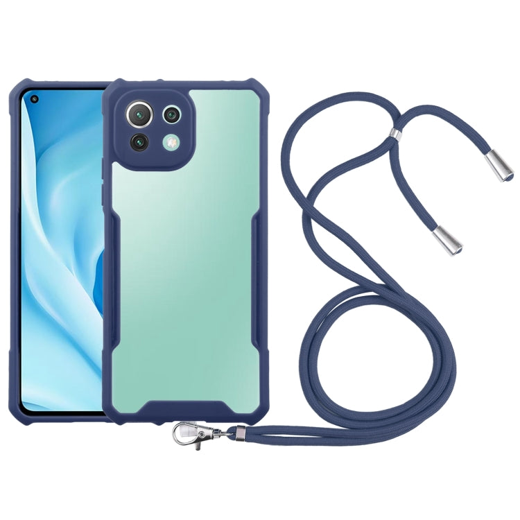 For Xiaomi Mi 11 Lite Acrylic + Color TPU Shockproof Case with Neck Lanyard