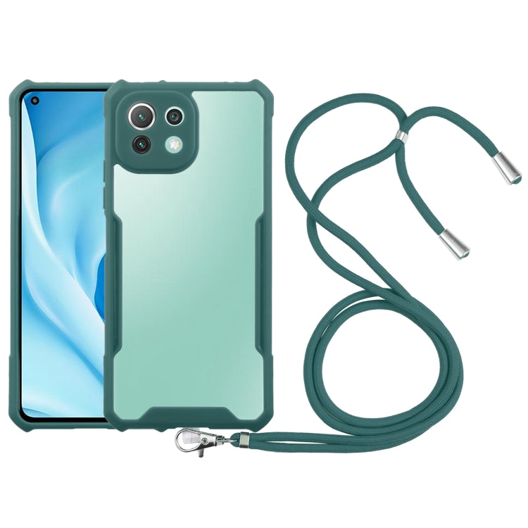 For Xiaomi Mi 11 Lite Acrylic + Color TPU Shockproof Case with Neck Lanyard