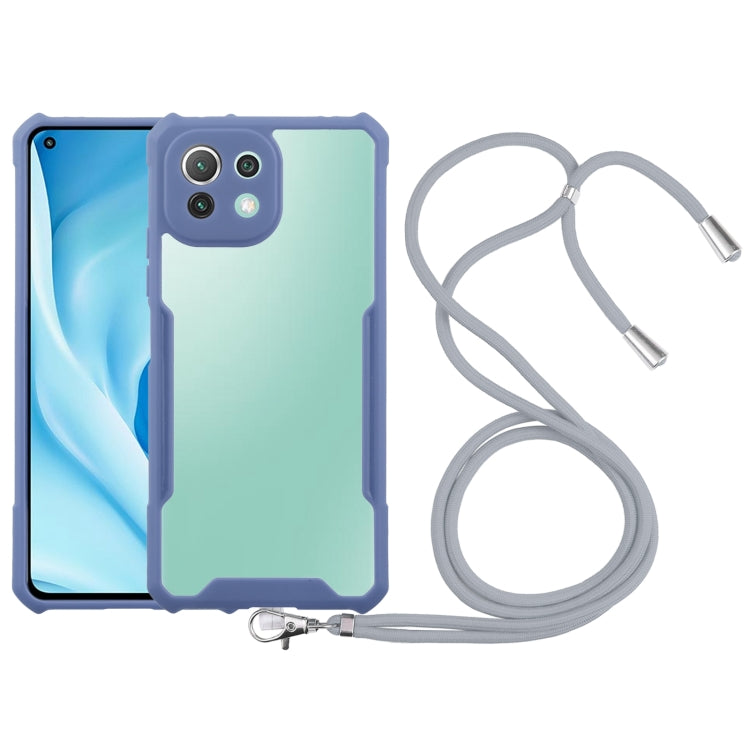 For Xiaomi Mi 11 Lite Acrylic + Color TPU Shockproof Case with Neck Lanyard