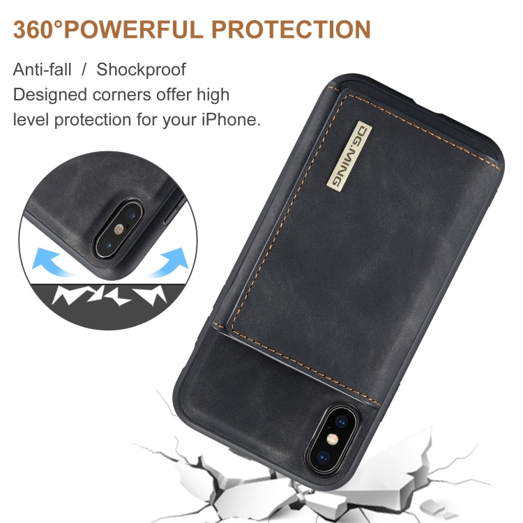 DG.MING M1 Series 3-Fold Multi Card Wallet  Back Cover Shockproof Case with Holder Function For iPhone XS