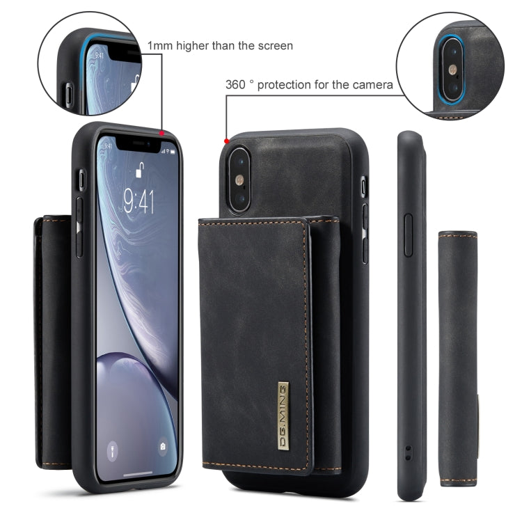 DG.MING M1 Series 3-Fold Multi Card Wallet  Back Cover Shockproof Case with Holder Function For iPhone XS