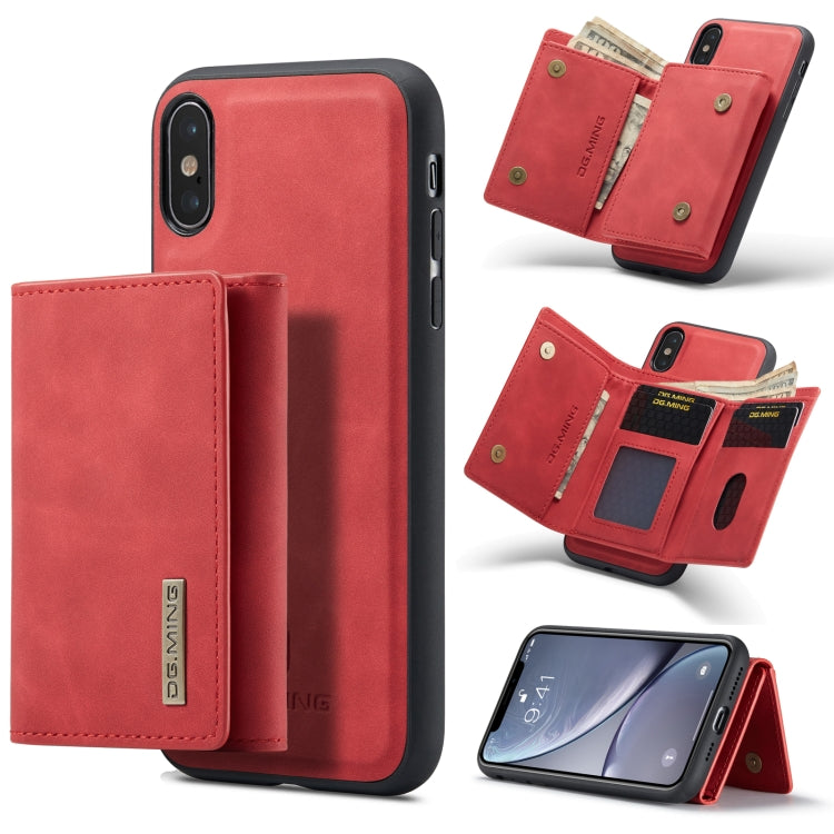 DG.MING M1 Series 3-Fold Multi Card Wallet  Back Cover Shockproof Case with Holder Function For iPhone XS